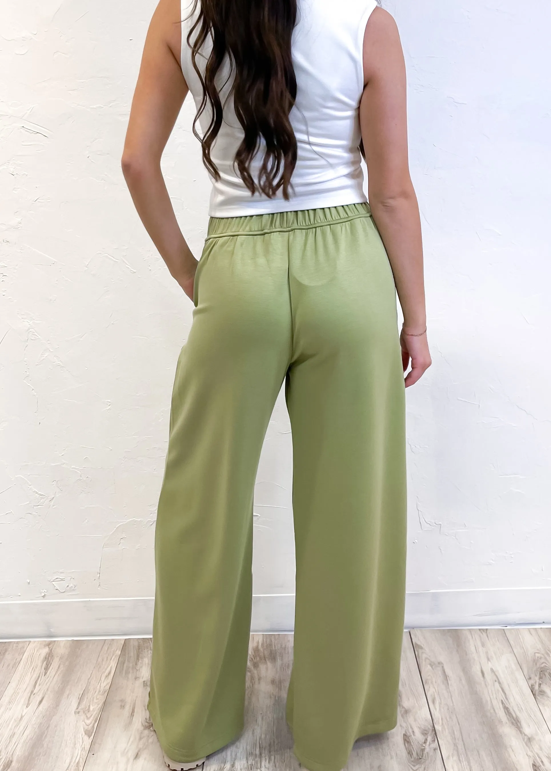 Stay For A While Drawstring Pant | Tea Green