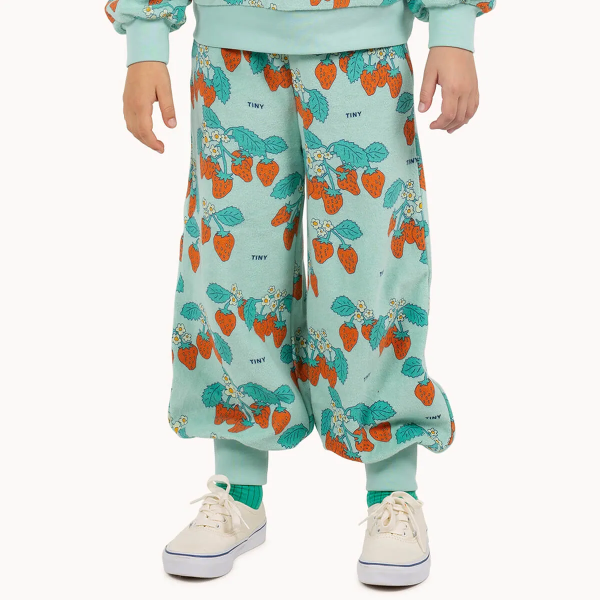 Strawberries Sweatpants in Washed Emerald by Tinycottons