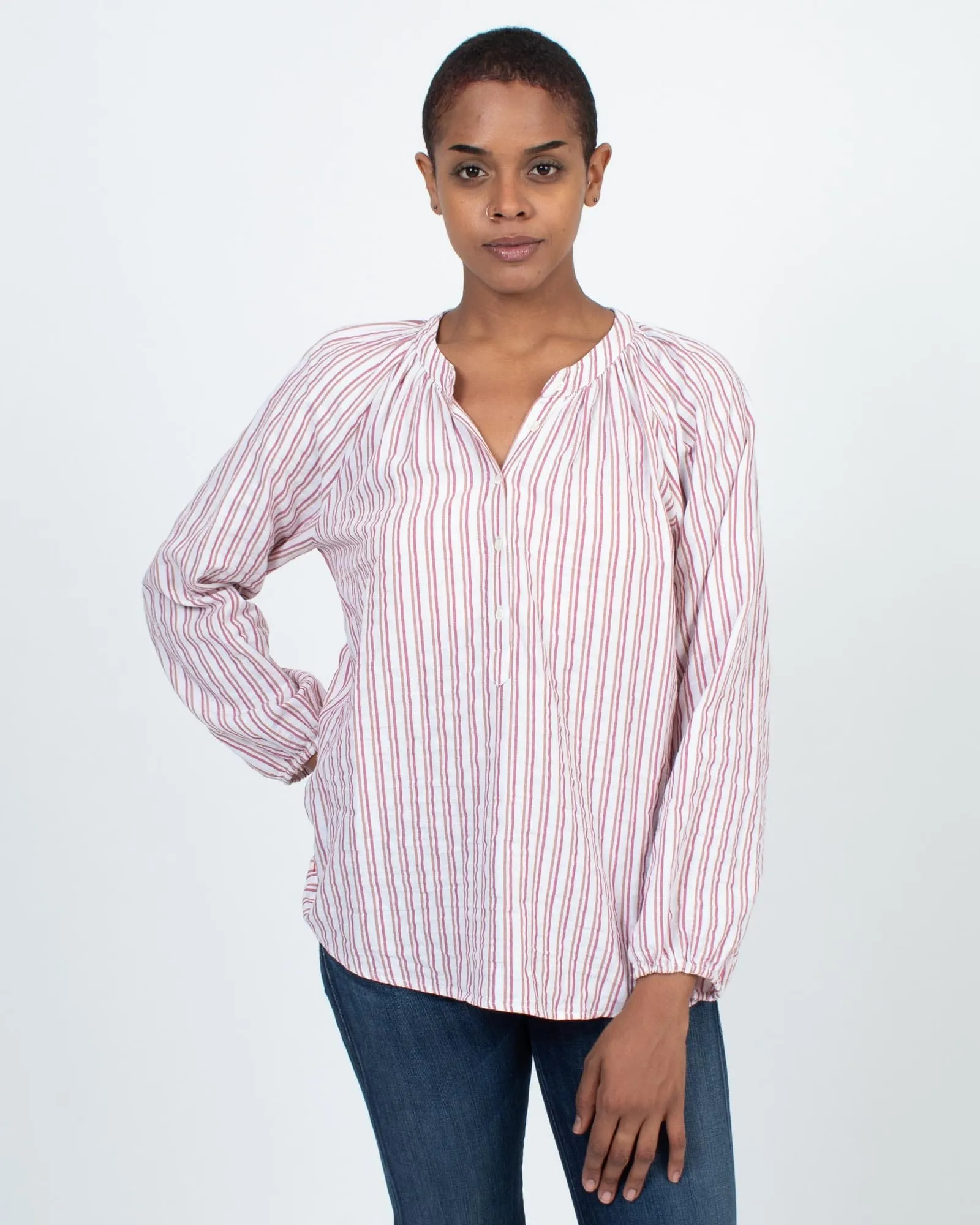 Striped Henley Blouse