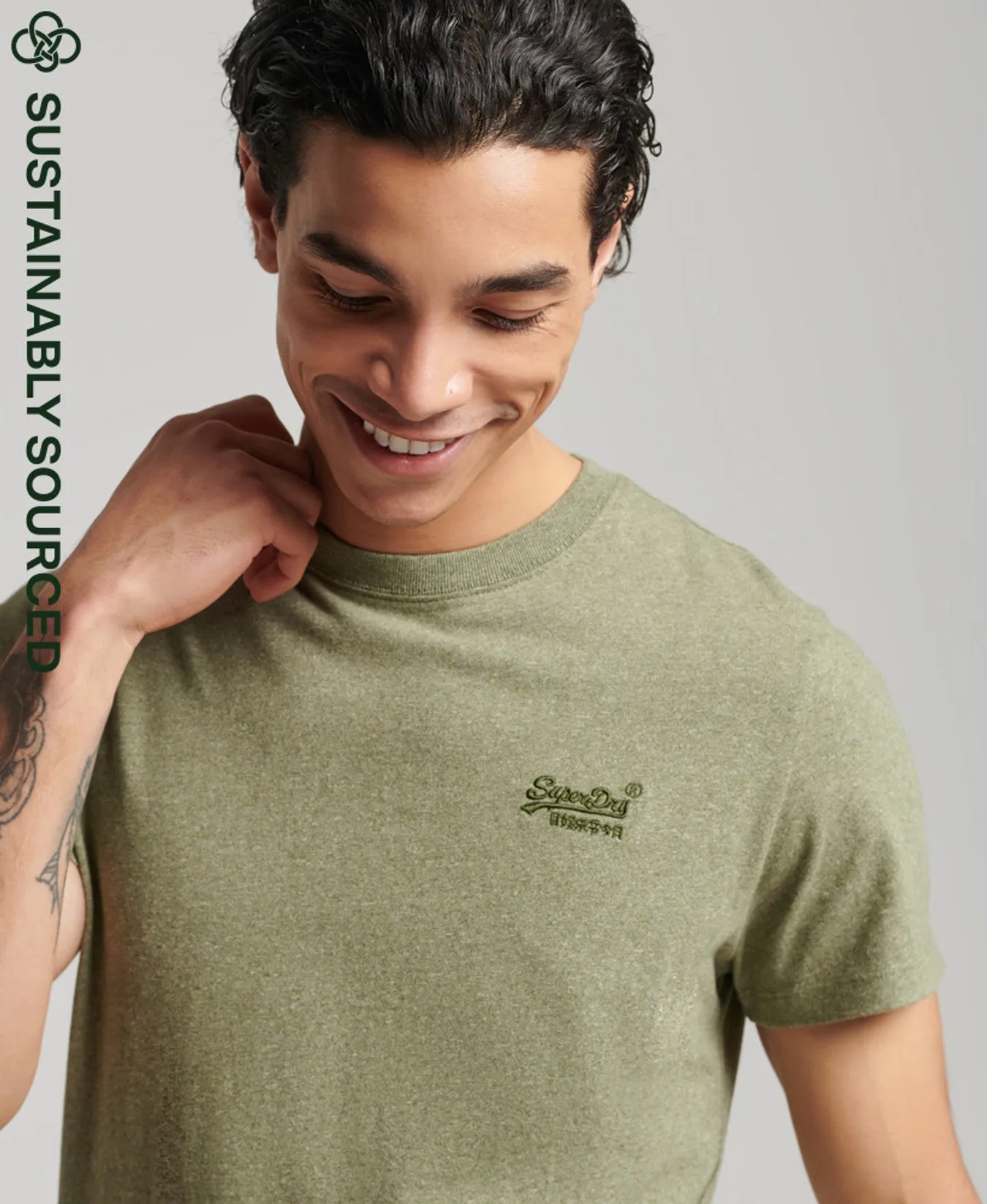 Superdry Vintage Logo Embroidery T-Shirt - Hushed Olive Grit