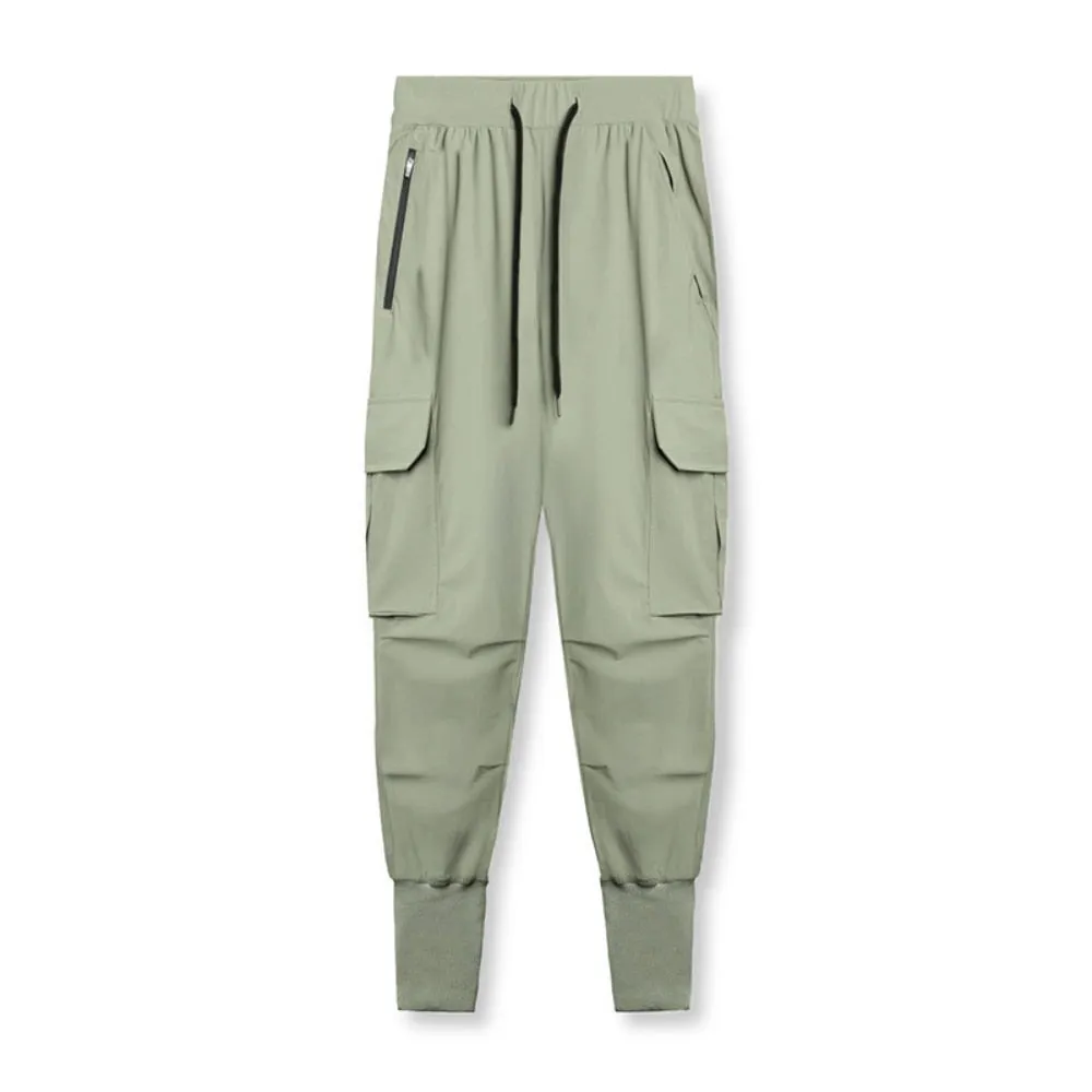 Sweatpants Men's Thin Ice Silk Running Pants Multi-pocket Fast-drying Jogging Training Pants