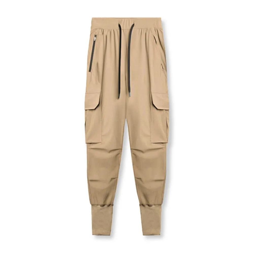 Sweatpants Men's Thin Ice Silk Running Pants Multi-pocket Fast-drying Jogging Training Pants
