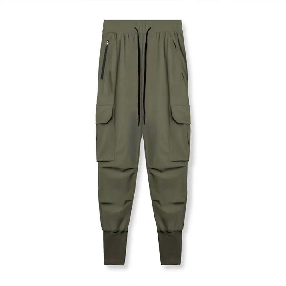 Sweatpants Men's Thin Ice Silk Running Pants Multi-pocket Fast-drying Jogging Training Pants