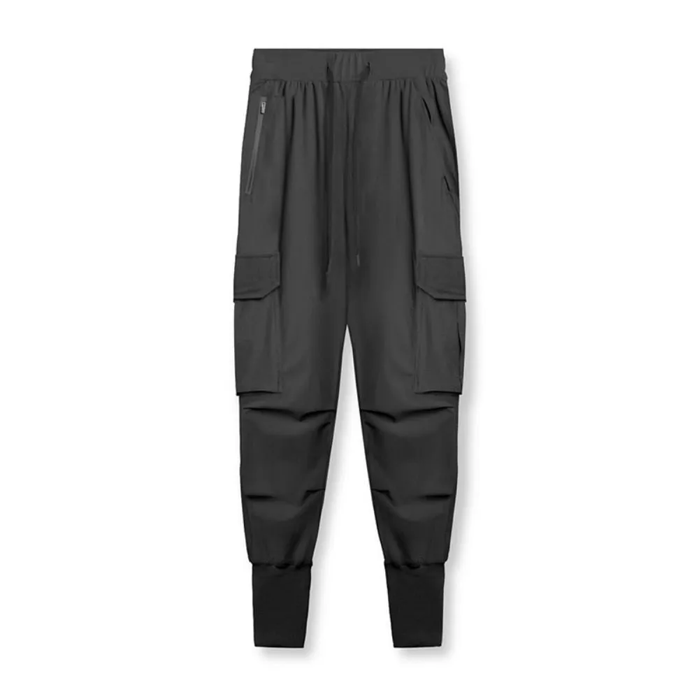 Sweatpants Men's Thin Ice Silk Running Pants Multi-pocket Fast-drying Jogging Training Pants