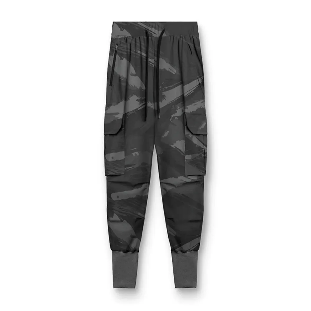 Sweatpants Men's Thin Ice Silk Running Pants Multi-pocket Fast-drying Jogging Training Pants