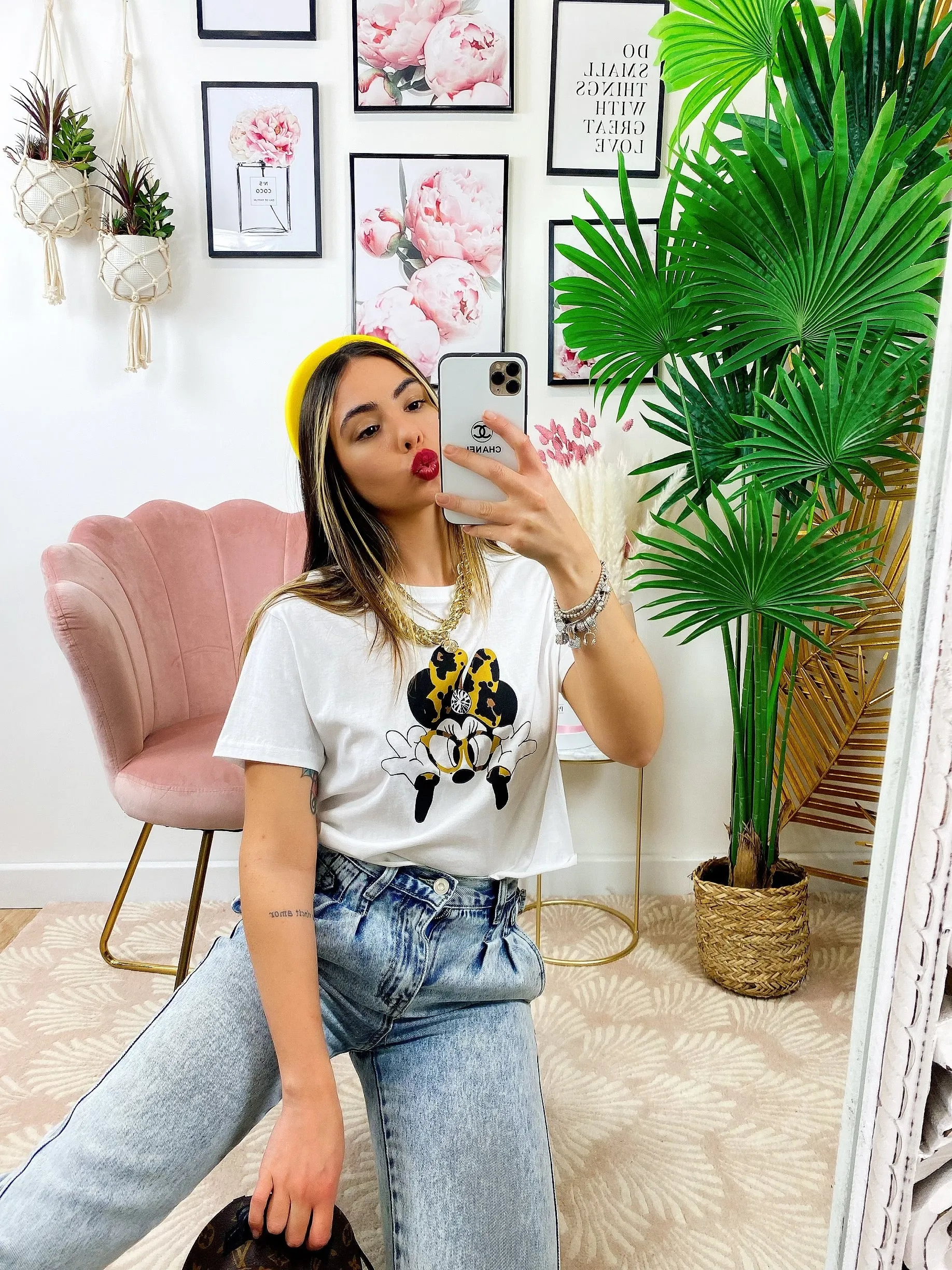 T-shirt con stampa fiocco maculata