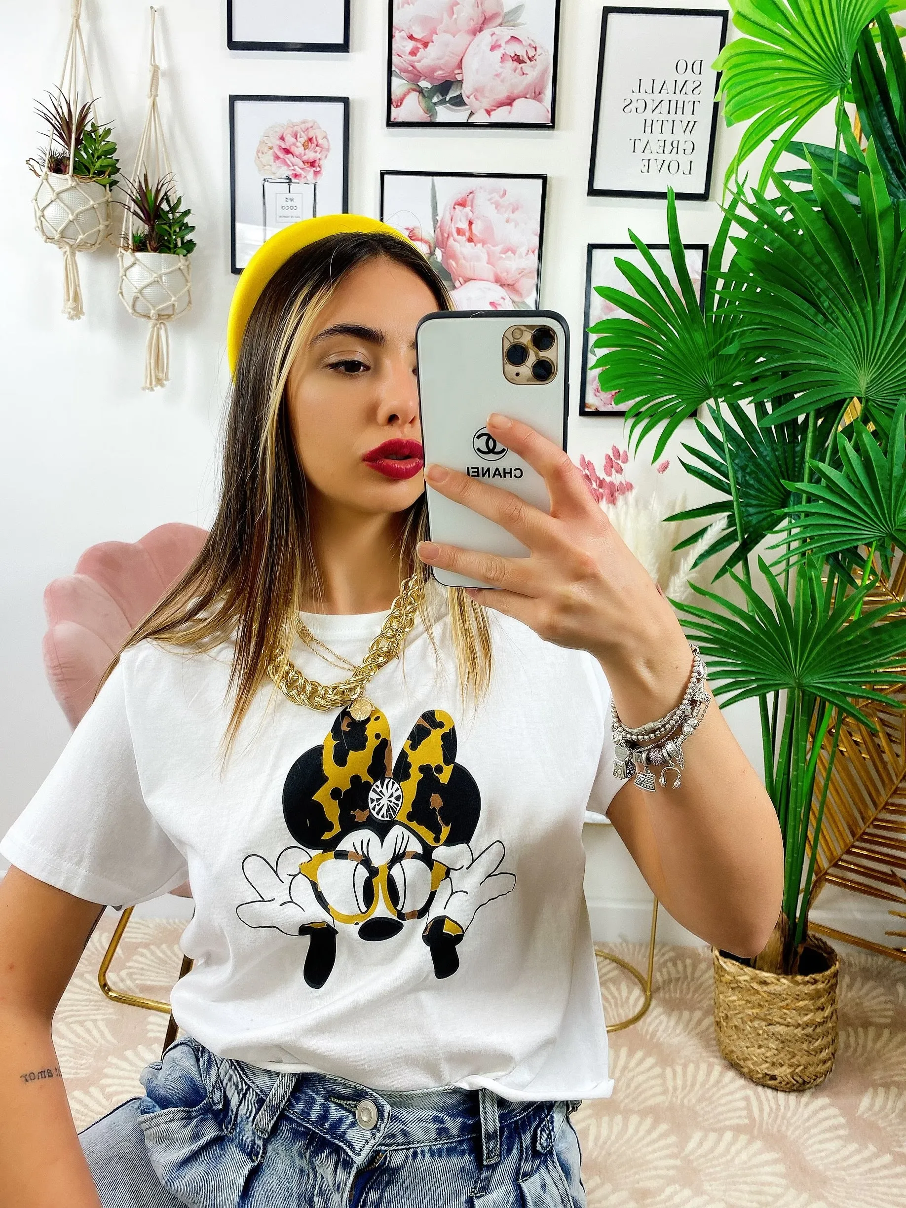 T-shirt con stampa fiocco maculata