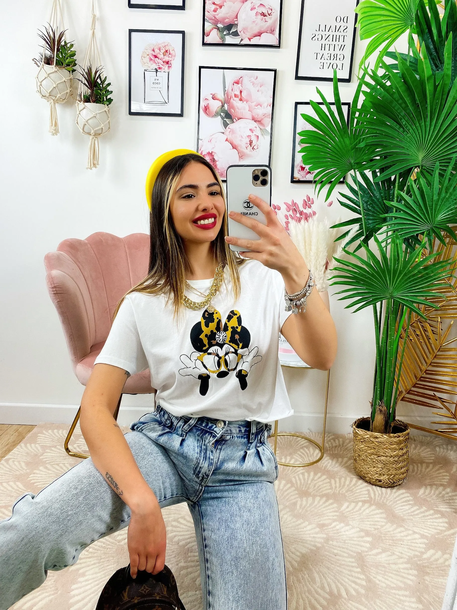 T-shirt con stampa fiocco maculata