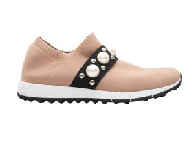 Tan Jimmy Choo Verona Faux Pearl-Embellished Slip-On Sneakers Size 40.5