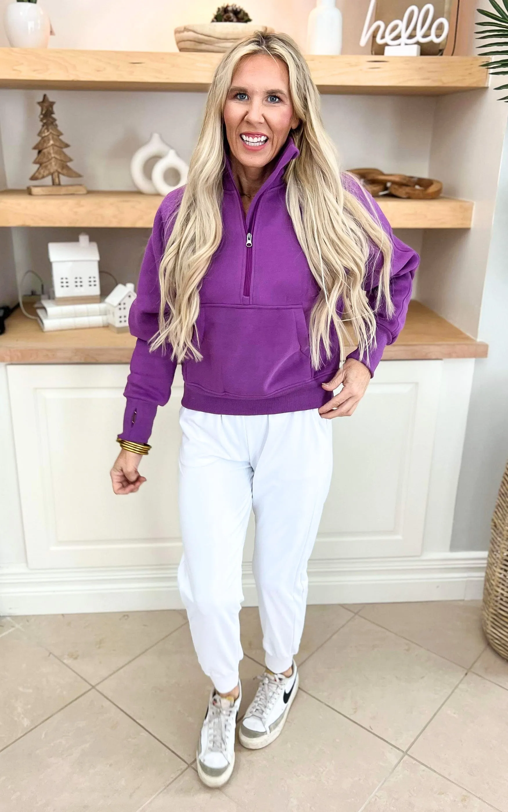 The Ava Purple 1/2 Zip Mock Neck Sweatshirt by Salty Wave