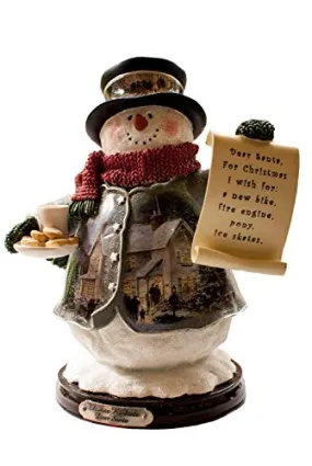 Thomas Kinkade The Bradford Exchange Dear Santa Snowman Figurine