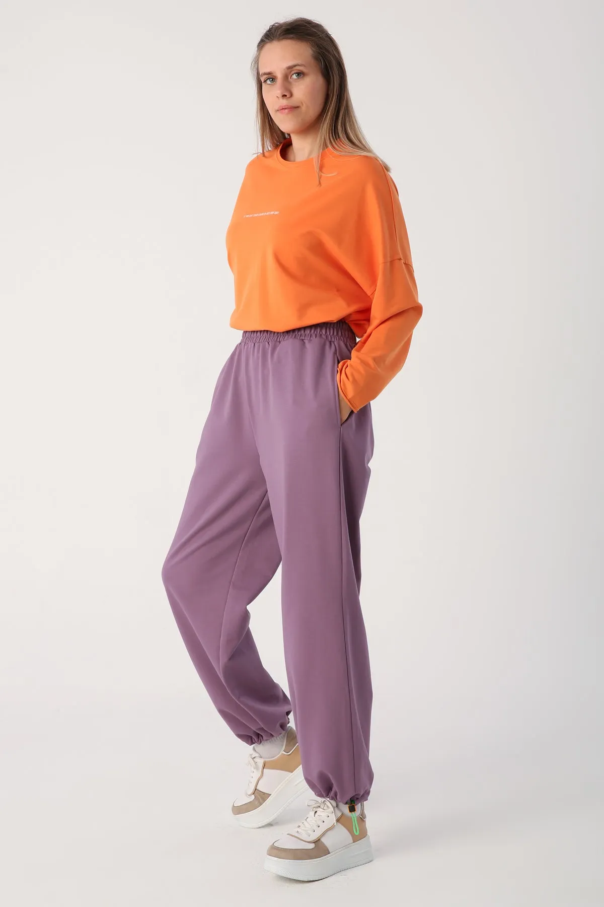 TLD Women Allday Dark Lilac Detailed Sweatpants - Kifisiá