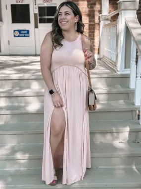 Tulsa Lace Detail Maxi Dress - Powder Peach