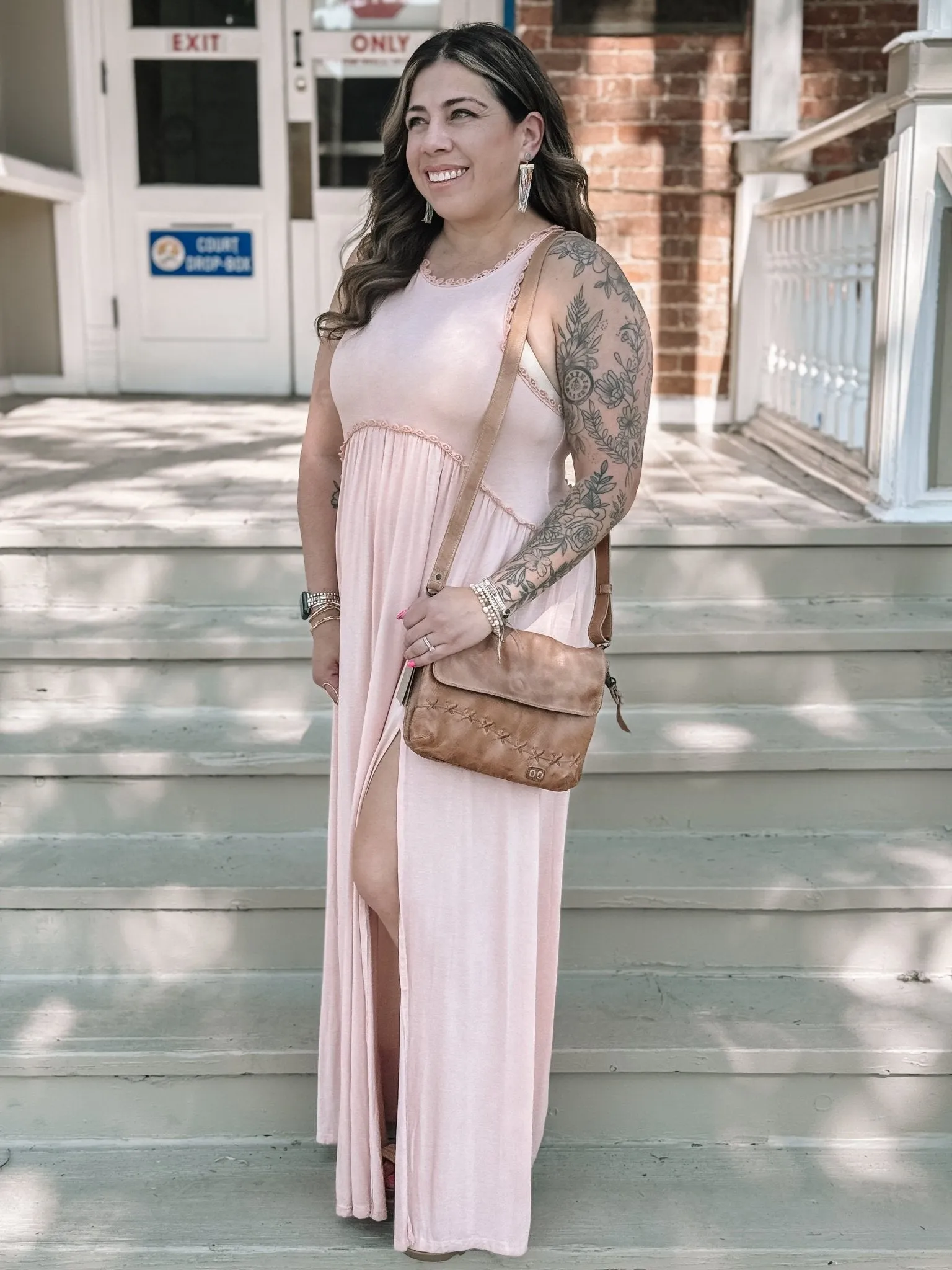 Tulsa Lace Detail Maxi Dress - Powder Peach