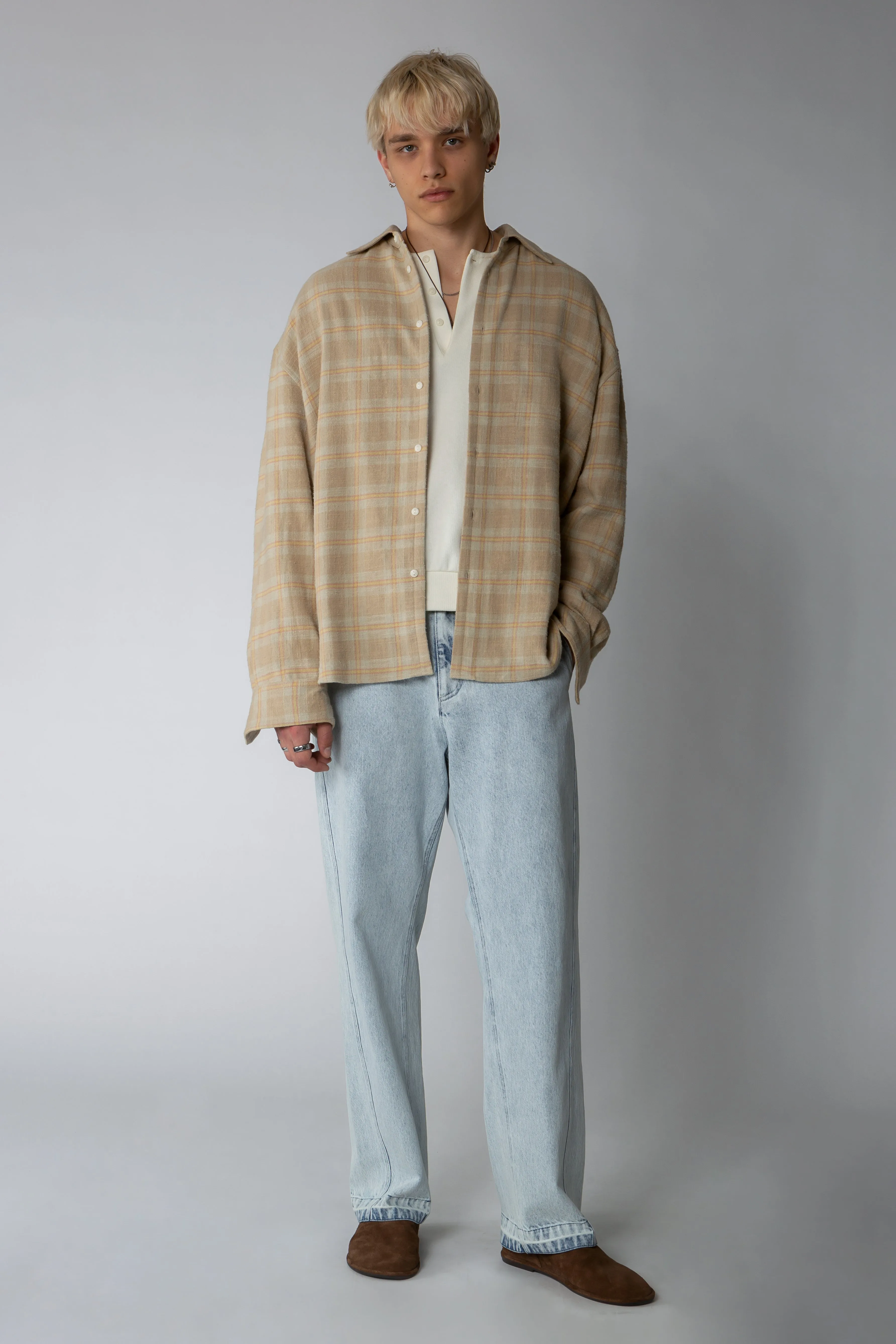 Ultra Oversized Shirt - Faded Cottage Plaid