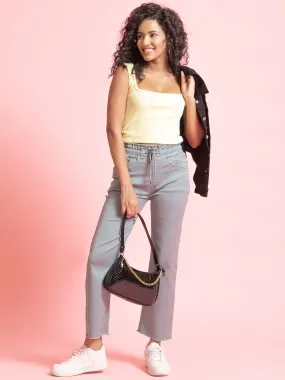 Urban Grey Denim Full-Length Elastic Jeans