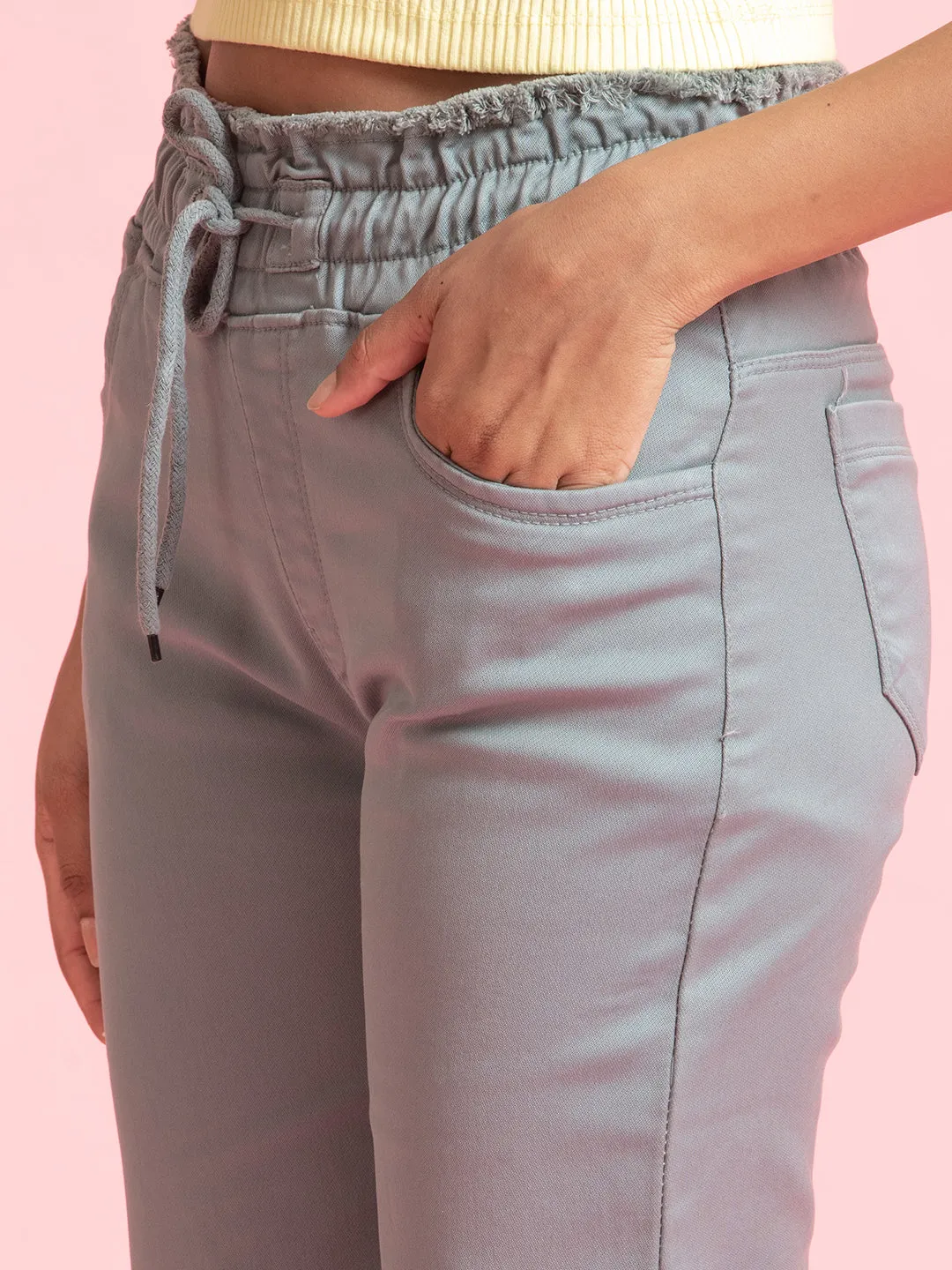 Urban Grey Denim Full-Length Elastic Jeans