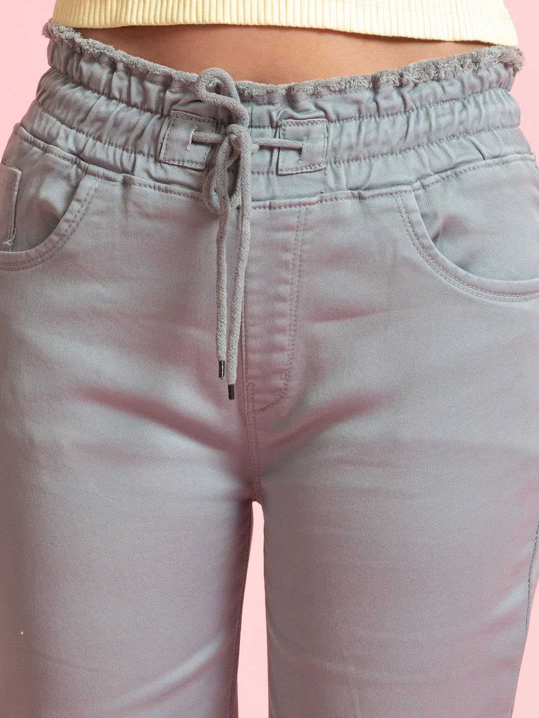 Urban Grey Denim Full-Length Elastic Jeans