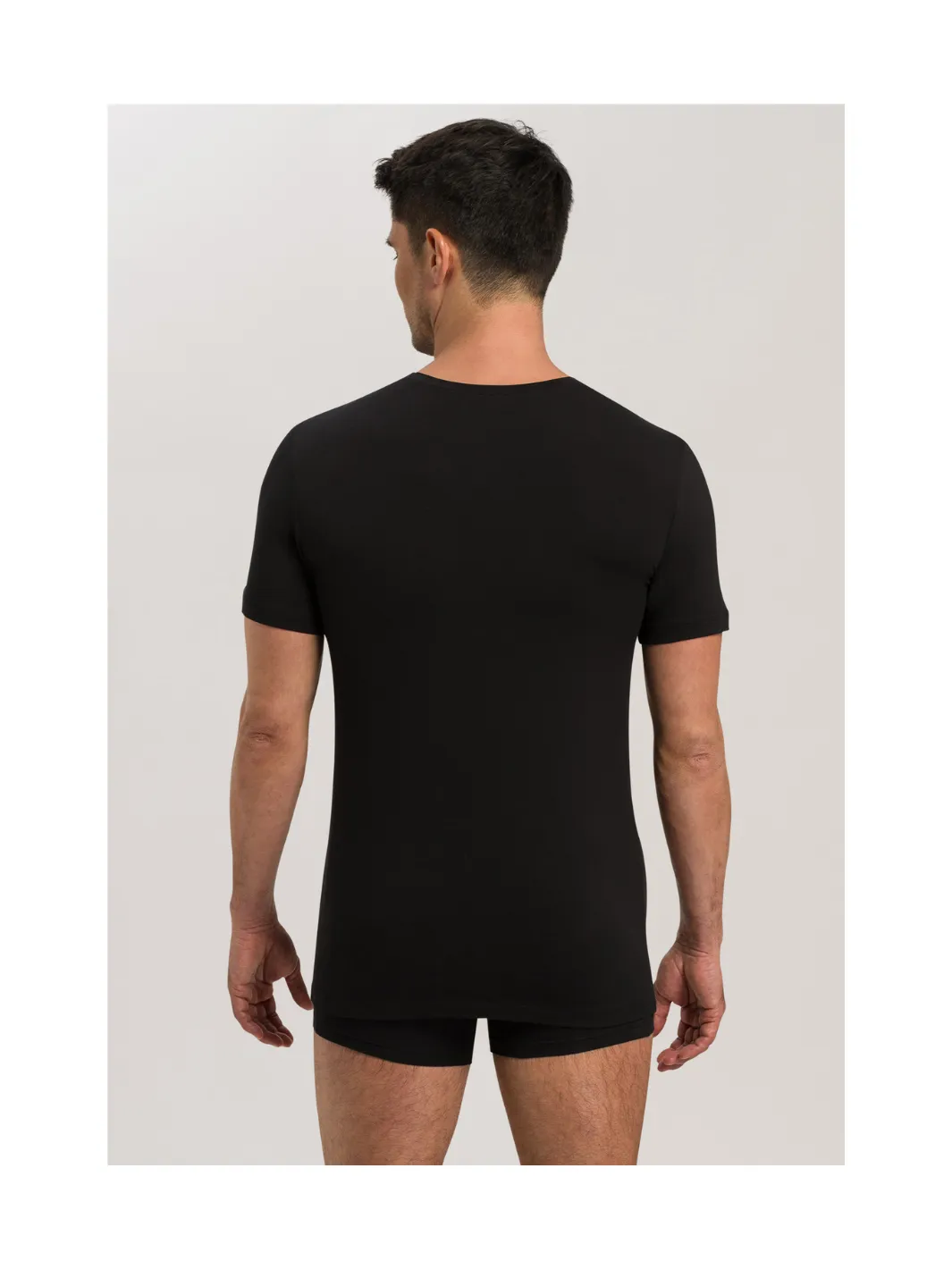 V-Shirt Cotton Superior Kurzarm- Schwarz