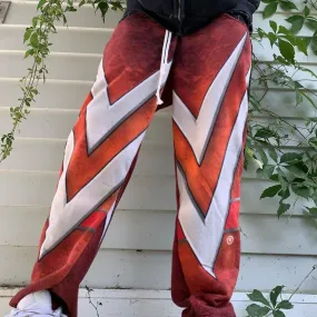 V strip print straight-leg street trousers