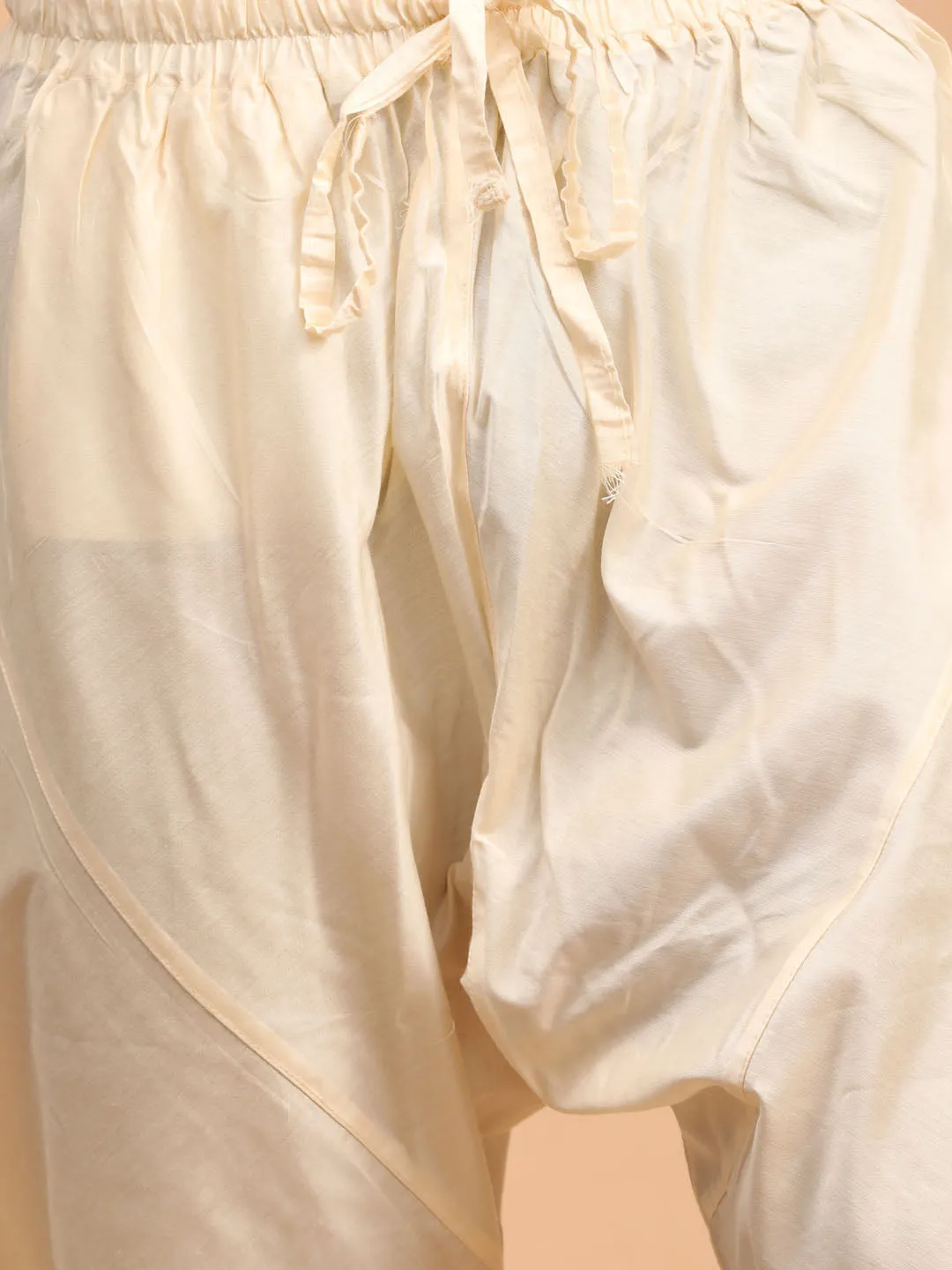 Vastramay Cream Mirror Work Kurta Pyjama