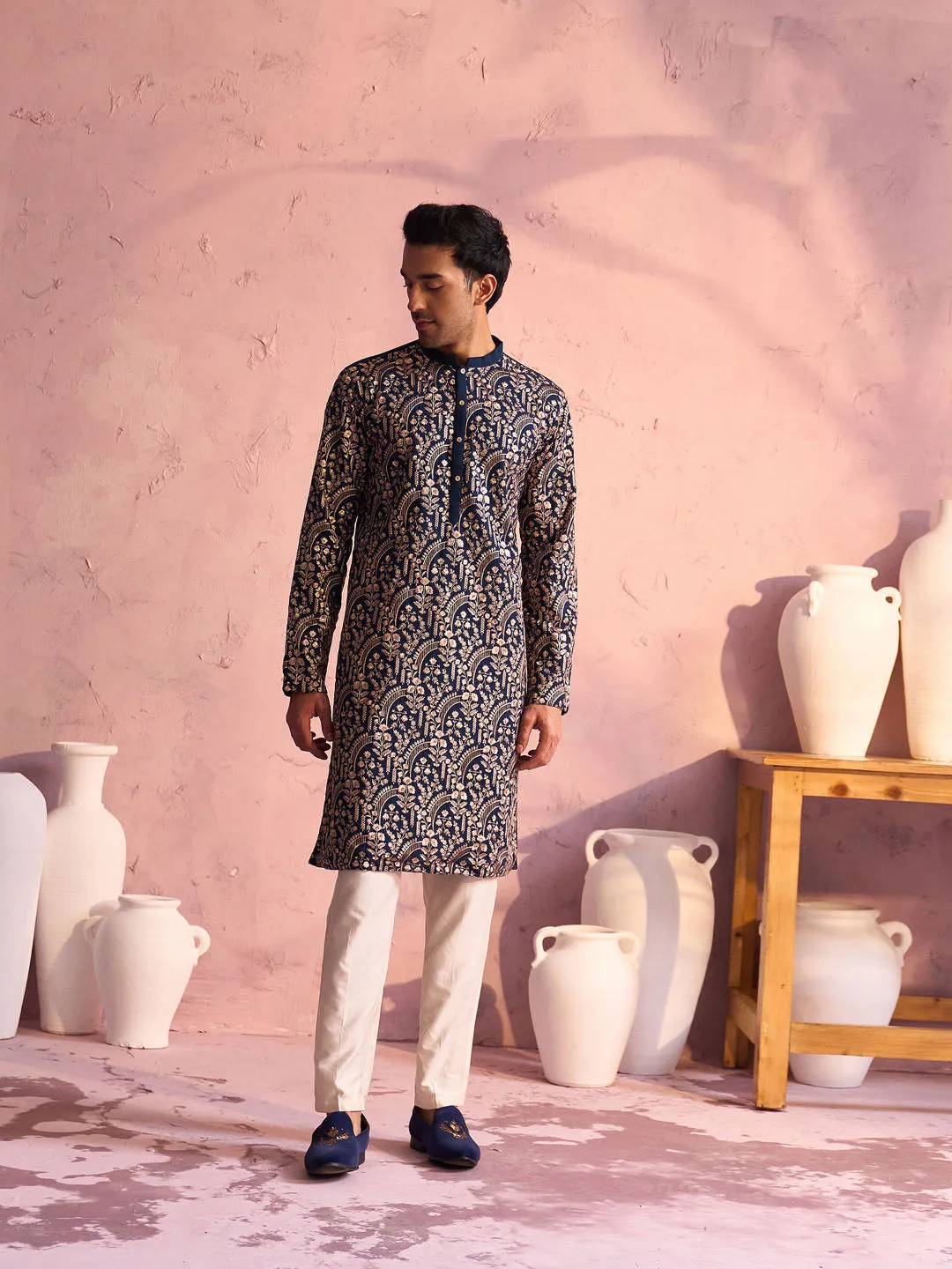 Vastramay Embroidered Kurta Pyjama Set