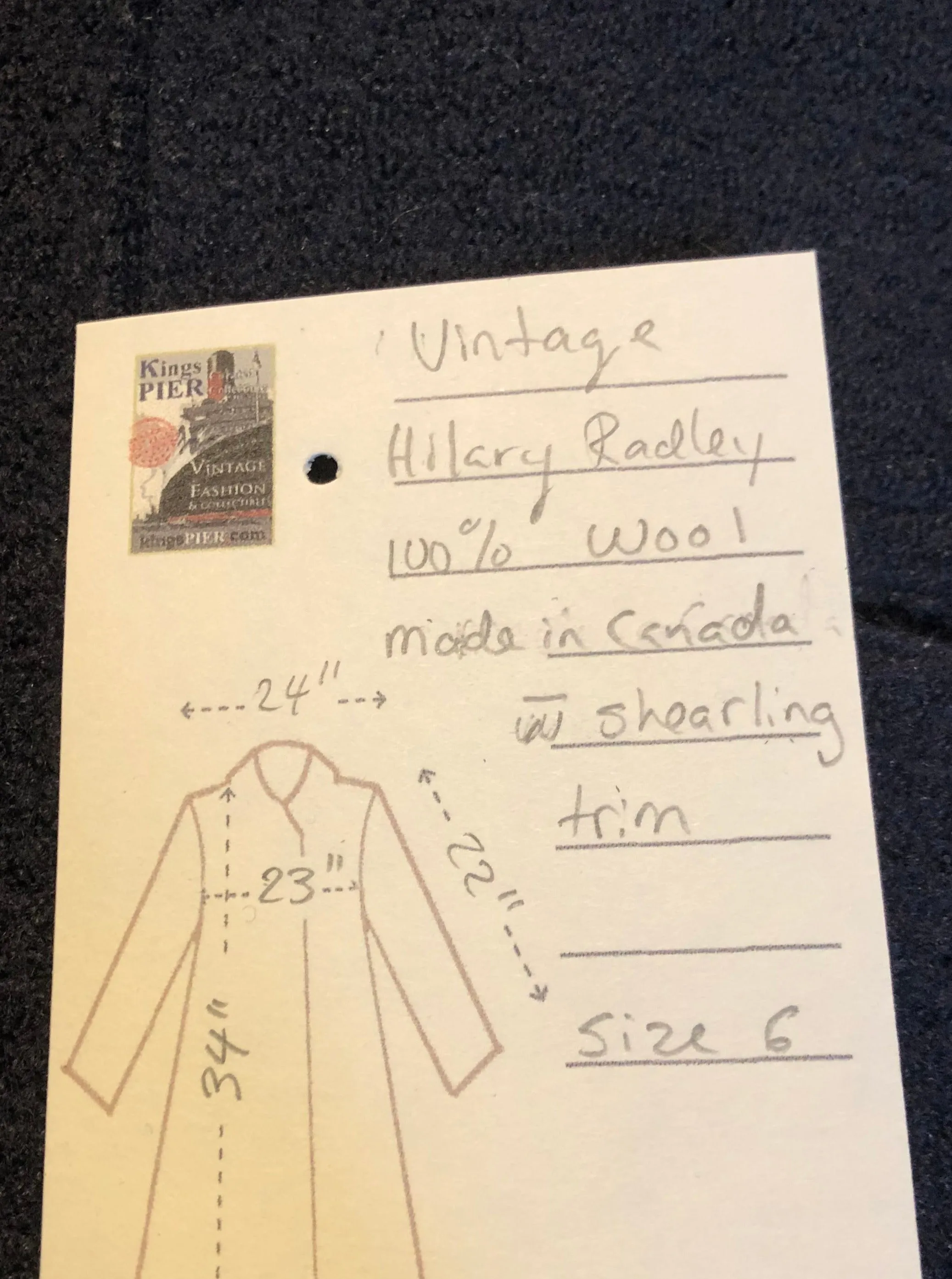 Vintage Hilary Radley Wool Coat, Made in Canada