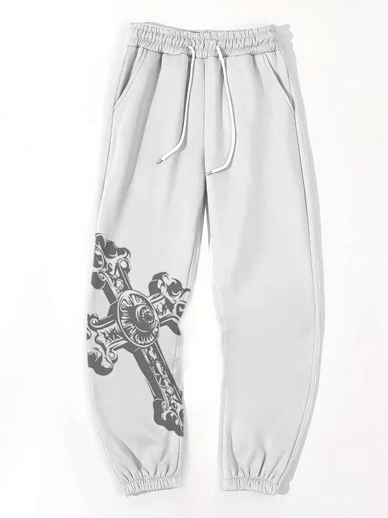 Women's Daily Casual Vintage Cross Print Track Sweatpants