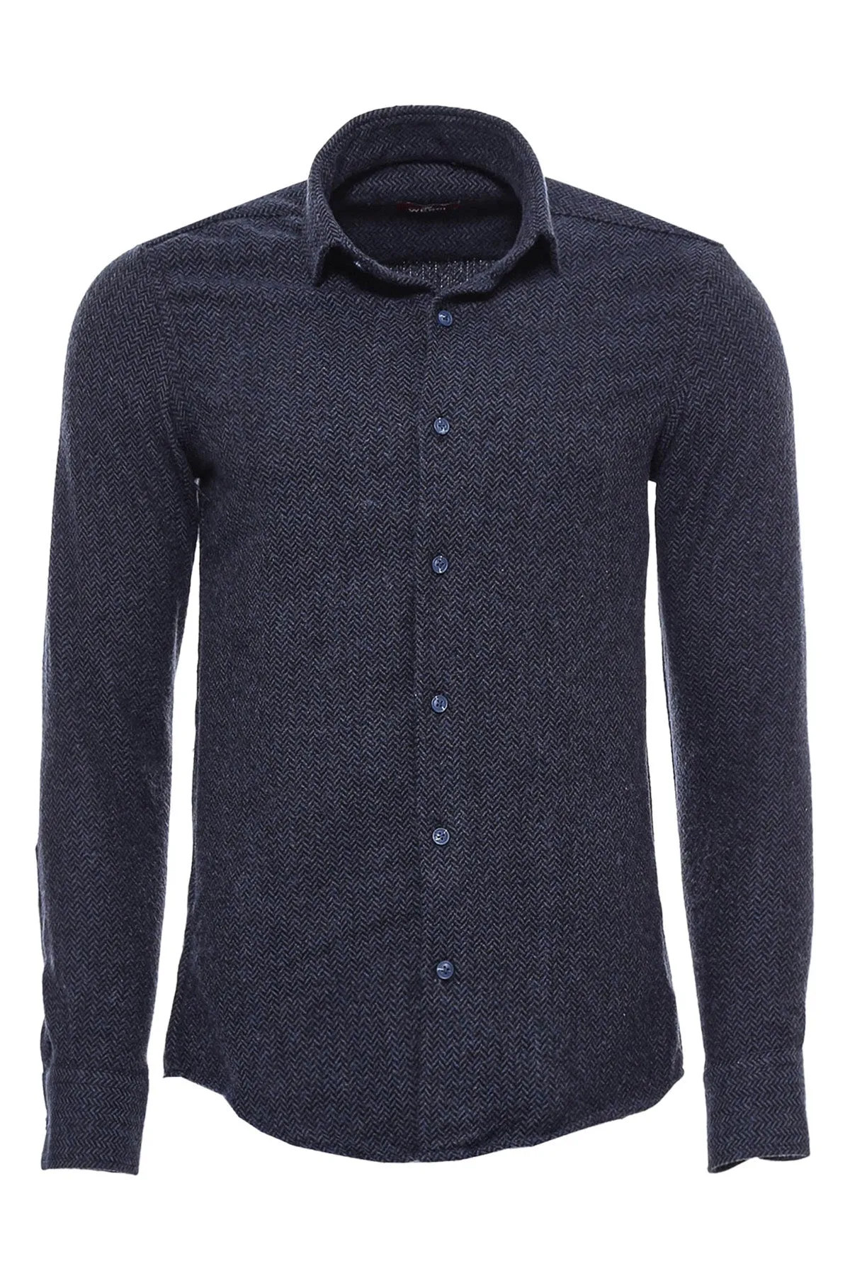 WSS Thick Patterned Navy Blue Men Lumberjack Shirt  - Singen