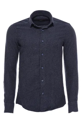 WSS Thick Patterned Navy Blue Men Lumberjack Shirt  - Singen