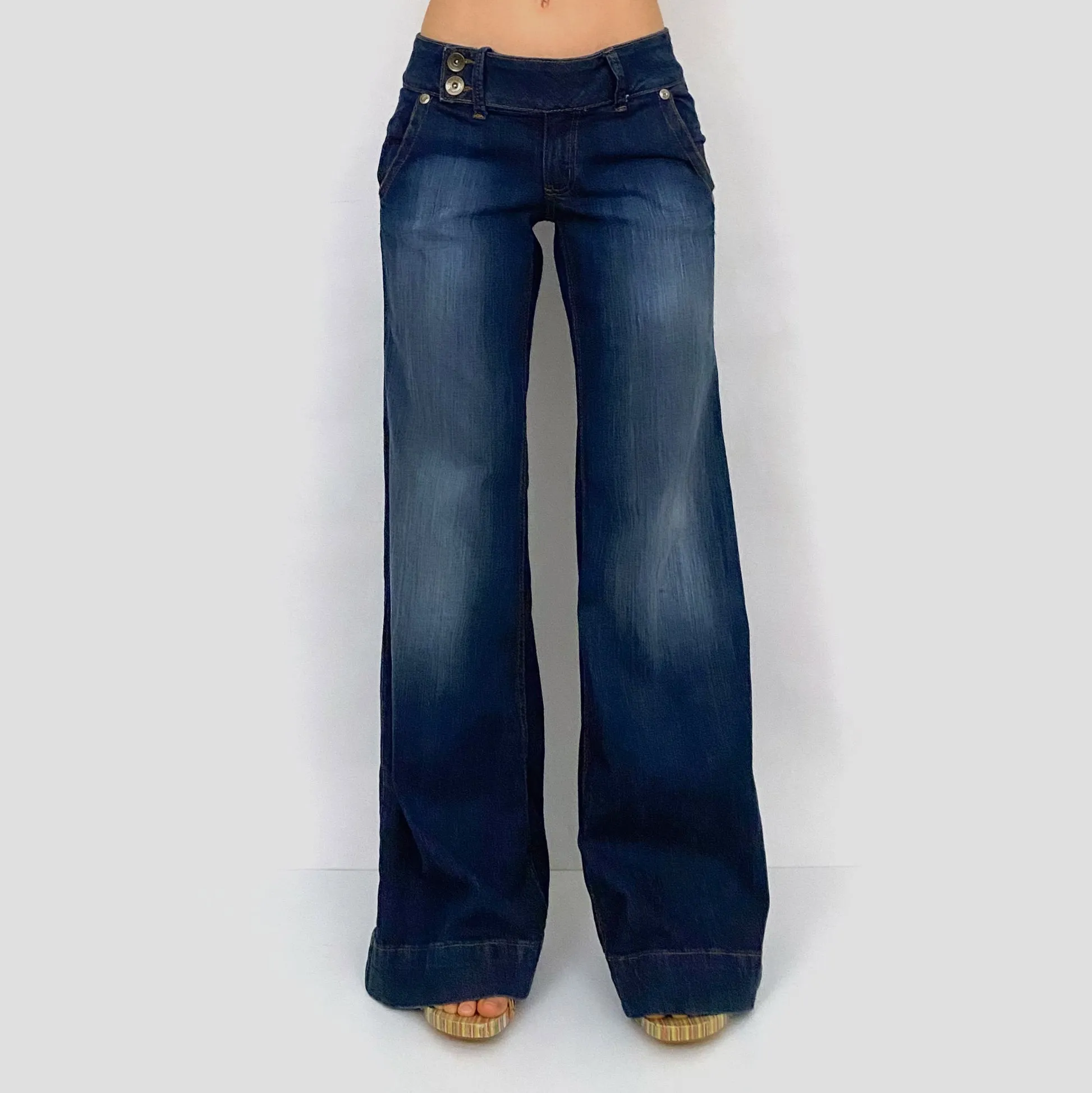 Y2K Wide Leg Denim Trousers - Medium
