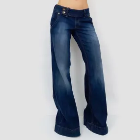 Y2K Wide Leg Denim Trousers - Medium